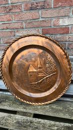 Oud koperen dienblad uit 1922 met kerkdecoratie, Ophalen, Koper