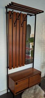 Vintage mid-Century halkapstok met spiegel / wandkapstok, Huis en Inrichting, Ophalen, Zo goed als nieuw, Wandkapstok