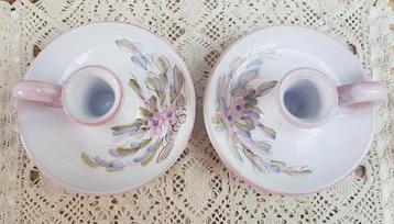 2 x Franse brocante keramieke potterie blaker beschikbaar voor biedingen