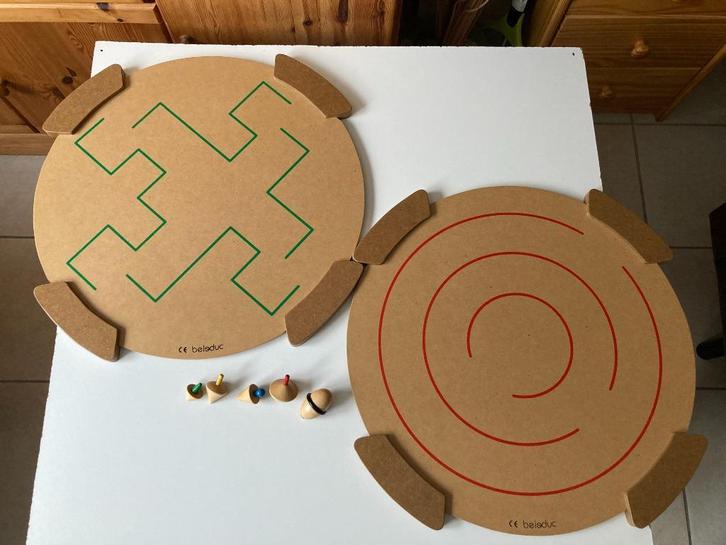 Beleduc jeu de toupies en bois  Hip-Top (avec pistes et sac), Kinderen en Baby's, Speelgoed | Houten speelgoed, Gebruikt, Ophalen