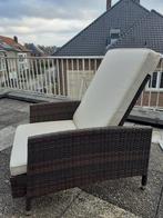 Fauteuil terrasse et jardin polyrotin marron et repose-pied, Enlèvement, Comme neuf, Autres matériaux, Réglable