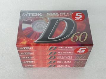 Lot van 5 TDK D60 cassettes (nieuw) beschikbaar voor biedingen