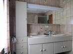 Beige badkamermeubel met kolomkast en spiegelkast., Huis en Inrichting, Badkamer | Badkamermeubels, Ophalen, 150 tot 200 cm, Zo goed als nieuw