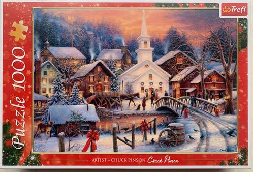 Trefl „White Christmas” puzzel van 1000 stukjes, Hobby en Vrije tijd, Denksport en Puzzels, Zo goed als nieuw, Legpuzzel, 500 t/m 1500 stukjes