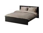 Ikea Malm bed zwart bruin 140 x 200 cm + lattenbodem, Ophalen, Gebruikt, Bruin, 140 cm