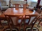 Mooie eiken eetkamer met uitgewerkte deuren en beslag, Ophalen, Gebruikt, Vintage, 6 tot 8 stoelen