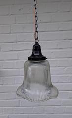 hanglamp holophane glas, bakeliet, metalen ketting, Ophalen of Verzenden