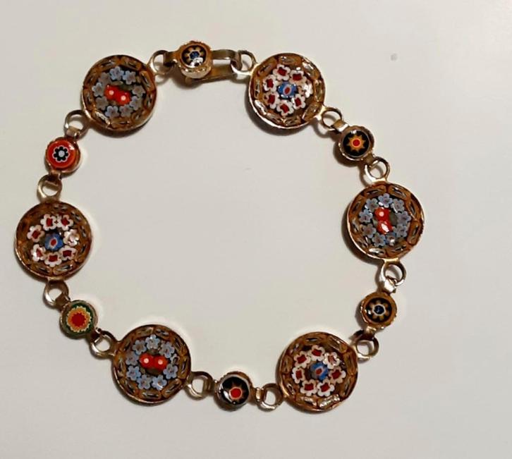 Bracelet vintage en micro mosaïque, Antiquités & Art, Antiquités | Argent & Or, Or, Enlèvement ou Envoi