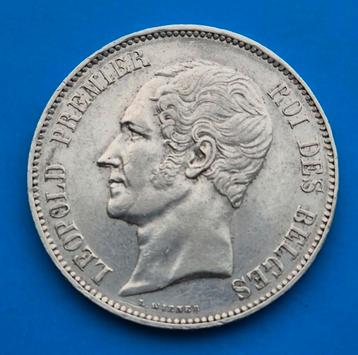 5 Francs  1865. Leopold.                        Bloothoofds, Zilver, Ophalen of Verzenden, Losse munt, Zilver