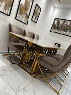 Modern Eettafel met 6 stolen, Ophalen, Zo goed als nieuw, 4 tot 6 stoelen