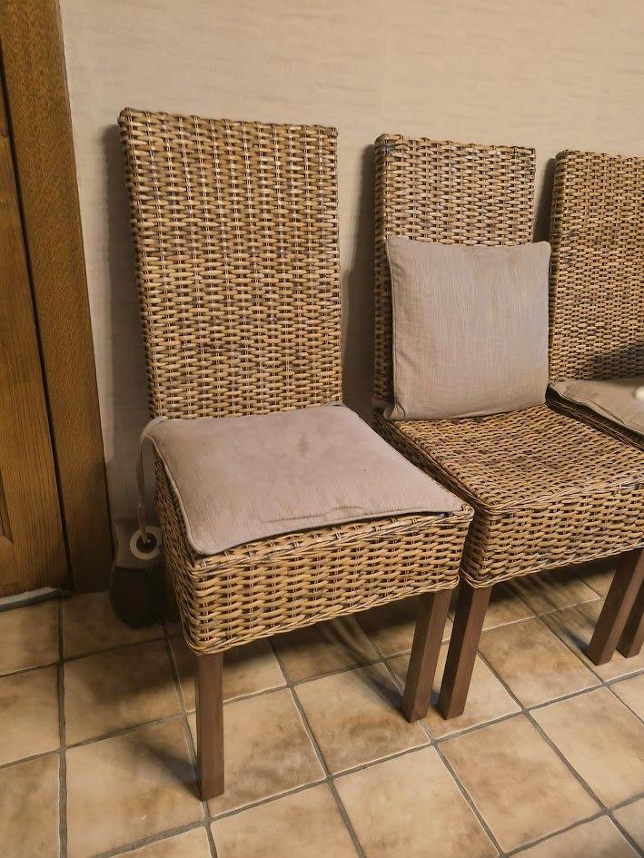 Set van 6 Stijlvolle Rotan Eetkamerstoelen, Huis en Inrichting, Stoelen, Gebruikt, Vijf, Zes of meer stoelen, Riet of Rotan, Bruin
