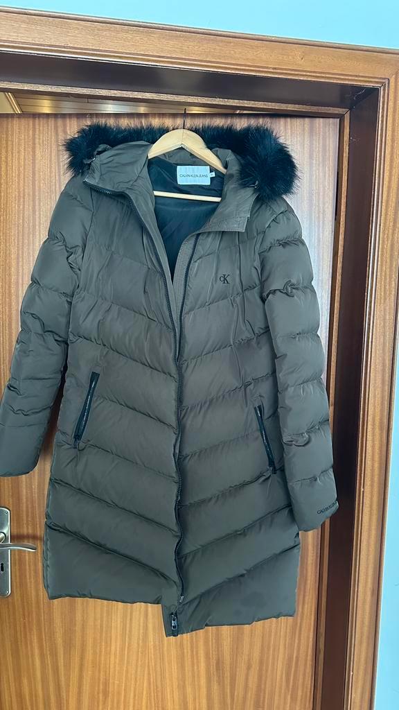 Calvin Klein winterjas, Kleding | Dames, Jassen | Winter, Zo goed als nieuw, Maat 42/44 (L), Groen, Ophalen of Verzenden