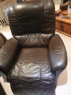 Fauteuil  leer donker bruin, Huis en Inrichting, Ophalen, Zo goed als nieuw, Leer