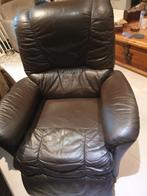 Fauteuil  leer donker bruin, Huis en Inrichting, Fauteuils, Ophalen of Verzenden, Zo goed als nieuw, Leer