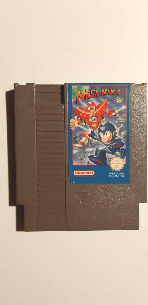 Mega Man 5 Nintendo 8 Bit (PAL-NES-MZ-FRA) Origineel 1993, Games en Spelcomputers, Games | Nintendo NES, Zo goed als nieuw, Avontuur en Actie