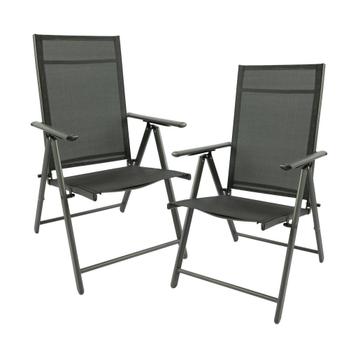 MaxxGarden Tuinstoel - 2 stuks - aluminium - Zilver/zwart beschikbaar voor biedingen