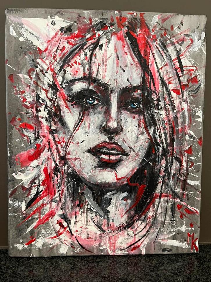 Modern schilderij met rode accenten Mk Art, Antiek en Kunst, Kunst | Schilderijen | Modern, Ophalen of Verzenden
