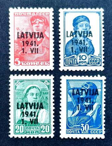 4X Duitse bezetting van Letland 1941 POSTFRIS beschikbaar voor biedingen