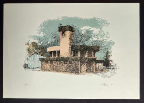 Peter Goossens - zeefdruk - Sint-Niklaas Heilige Fam. kerk, Antiek en Kunst, Kunst | Litho's en Zeefdrukken, Ophalen of Verzenden