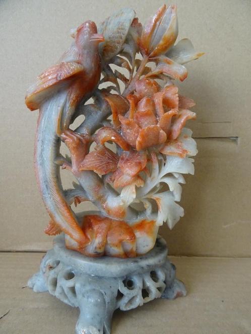 Chinees beeld Feng Huang beeld feniks speksteen 21cm vintage, Antiek en Kunst, Curiosa en Brocante, Ophalen of Verzenden