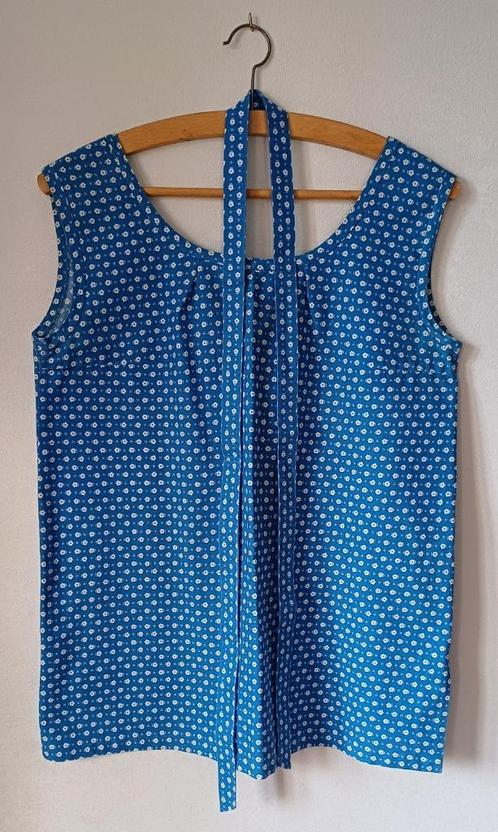 vintage blouse/bloes zomer zonder mouwen - dames - handmade, Kleding | Dames, Blouses en Tunieken, Zo goed als nieuw, Blauw, Ophalen