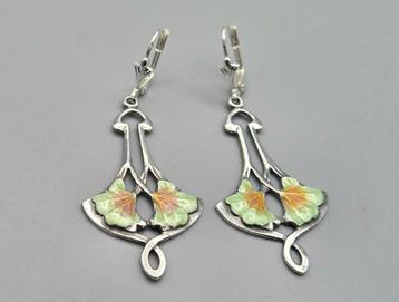 Zilveren Art Deco /Art Nouveau oorbellen Emaille. 2025/523 beschikbaar voor biedingen