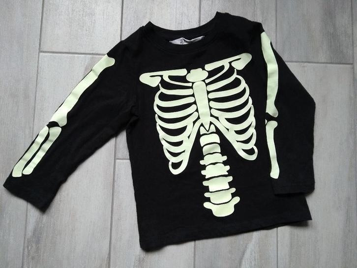★ M98/104 - Longsleeve skelet Halloween, Enfants & Bébés, Vêtements enfant | Taille 98, Utilisé, Garçon, Chemise ou À manches longues