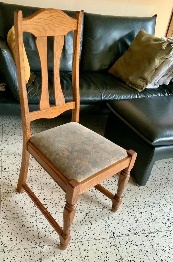 6 massief houten stoelen met stoffen zitting., Antiek en Kunst, Antiek | Meubels | Stoelen en Sofa's, Ophalen