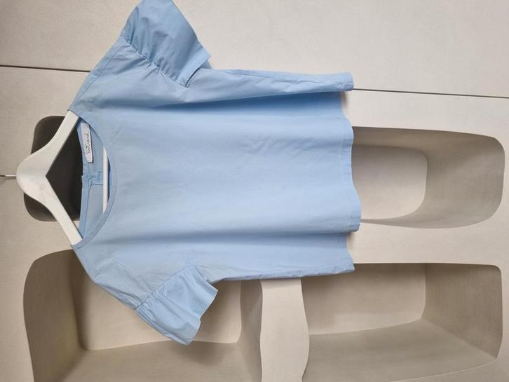 Blauwe bloes korte mouw Intrend maat 42, Kleding | Dames, Blouses en Tunieken, Zo goed als nieuw, Maat 42/44 (L), Blauw, Ophalen of Verzenden