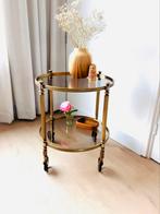 Prachtige ronde theewagen Hollywood Regency, Huis en Inrichting, Ophalen, 50 tot 100 cm, Rond, Zo goed als nieuw