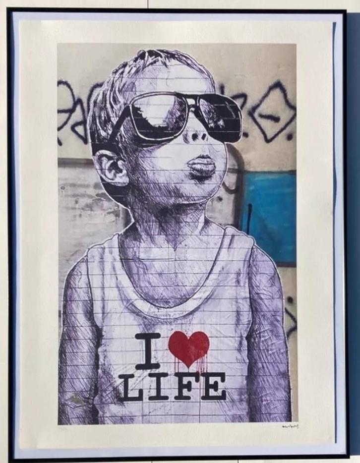 BANKSY: lithografie XXL afmetingen: 56 bij 76 cm, Antiek en Kunst, Kunst | Litho's en Zeefdrukken, Ophalen of Verzenden