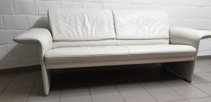 Lederen Jori Zetel - Gebroken wit, Huis en Inrichting, Zetels | Zetels, Gebruikt, Rechte bank, Driepersoons, 200 tot 250 cm, 75 tot 100 cm