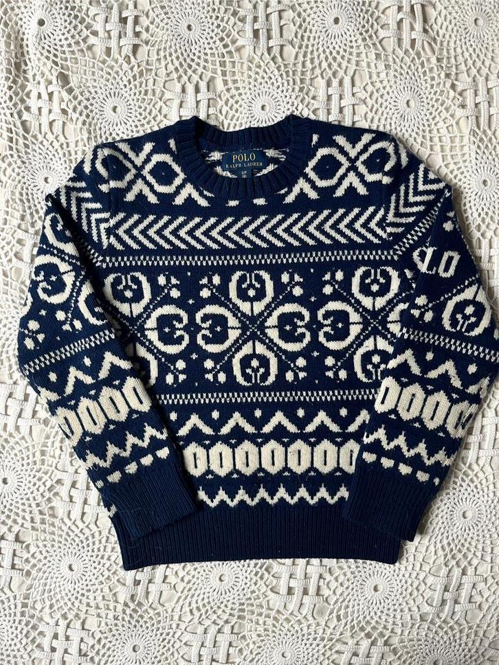 Polo Ralph Lauren Vintage Fair Isle Wool Nav Kids S (8), Kleding | Dames, Truien en Vesten, Zo goed als nieuw, Maat 34 (XS) of kleiner