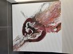 Abstract Modern Acryl canvas 60*60cm wit/roze hart, Antiek en Kunst, Ophalen