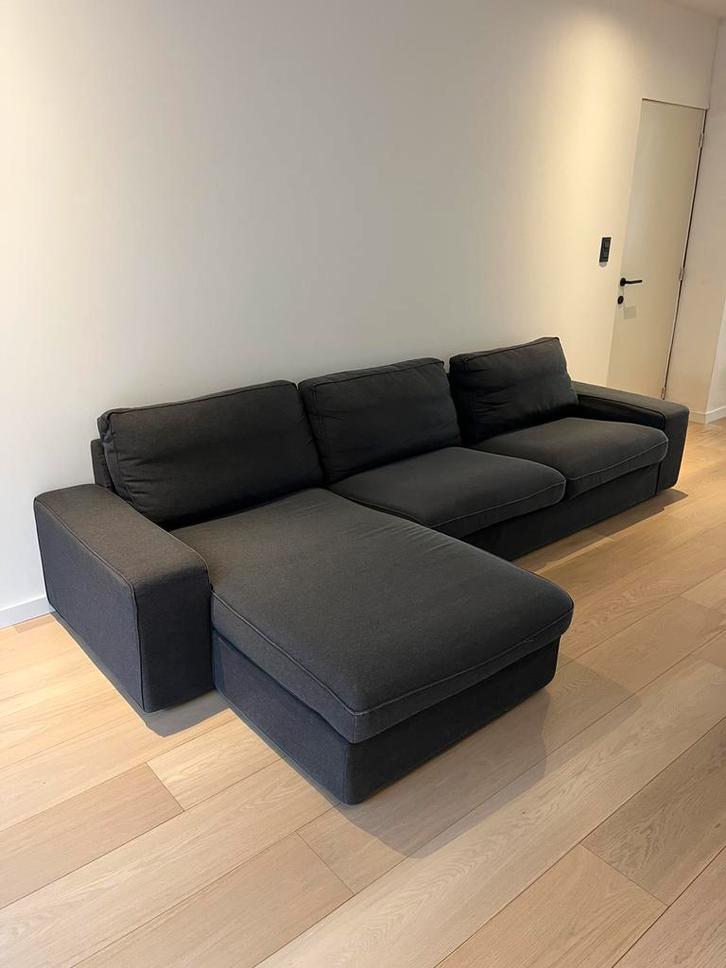 KIVIK 4-zitsbank met chaise longue, donkergrijs, Maison & Meubles, Canapés | Sofas & Chaises Longues, Utilisé, Quatre personnes ou plus