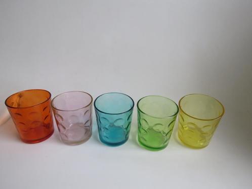 Vintage bubbel optic dot water/sapglazen multicolour, Antiek en Kunst, Curiosa en Brocante, Ophalen of Verzenden