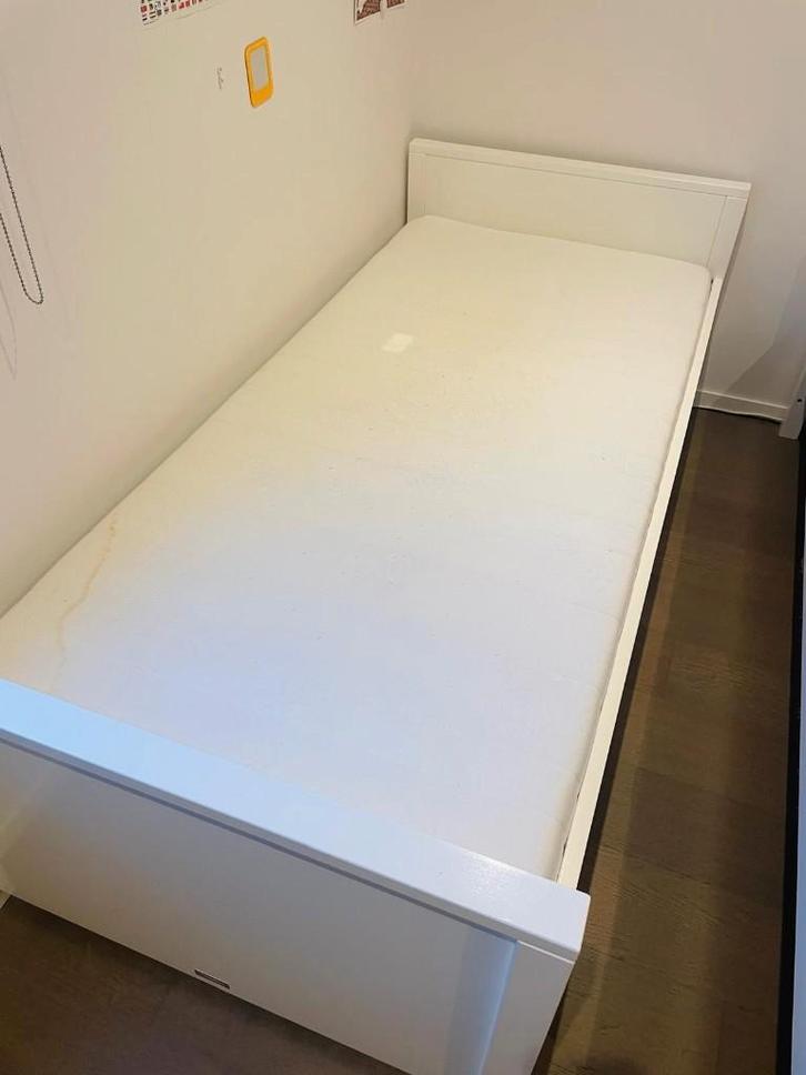 Bed Bopita Jonne wit, met toebehoren, Kinderen en Baby's, Kinderkamer | Bedden, Gebruikt, 180 cm of meer, 85 tot 100 cm, Lattenbodem