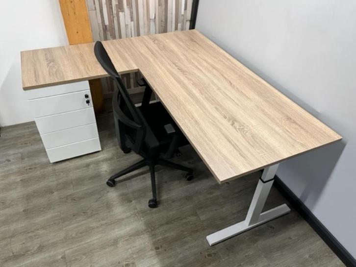 T- line Hoekbureau + standcontainer (wit), Computers en Software, Laptoptafels, Ophalen of Verzenden