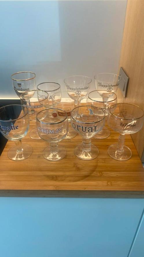 Lot  11 verschillende  trappistenglazen Westmalle, Chimay..., Verzamelen, Glas en Drinkglazen, Nieuw, Ophalen of Verzenden