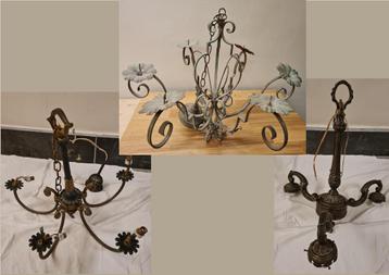 3 oude lusters o.a. kaarslusters beschikbaar voor biedingen