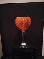 Groot glas op voet met koperkleurige strassteentjes Raveli, Ophalen of Verzenden, Zo goed als nieuw
