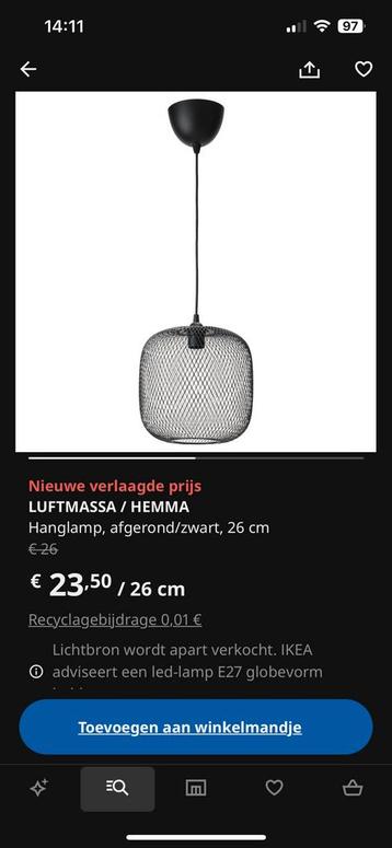 Twee hanglampen van IKEA te koop. 