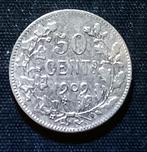 50 cent 1909 FR brede baard (TH.) - Leopold II, Postzegels en Munten, Munten | België, Verzenden, Zilver, Losse munt, Zilver
