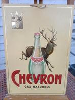 blikken oud reclame reclamebord chevron 1956 (2), Verzamelen, Ophalen, Zo goed als nieuw, Reclamebord