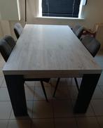 Tafel met 4 stoelen in nubuck bruin, Huis en Inrichting, Tafels | Eettafels, Ophalen, Zo goed als nieuw