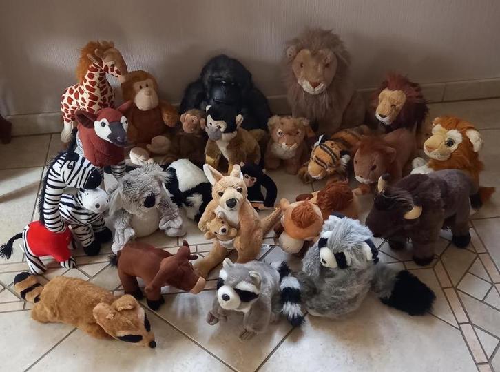 Knuffel safari dieren, Kinderen en Baby's, Speelgoed | Knuffels en Pluche, Zo goed als nieuw, Beer, Ophalen of Verzenden