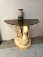 Console art déco vintage cygne et vert fumé, Huis en Inrichting, Tafels | Bijzettafels, Ophalen, Hout