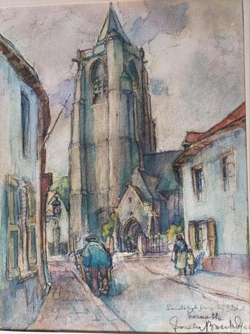aquarel  J-P Van Den Broeck, 'Ternat' beschikbaar voor biedingen