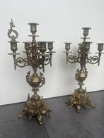79 FHS bronzen klok + 2 vierarmige kandelaars, Antiek en Kunst, Ophalen of Verzenden, Brons