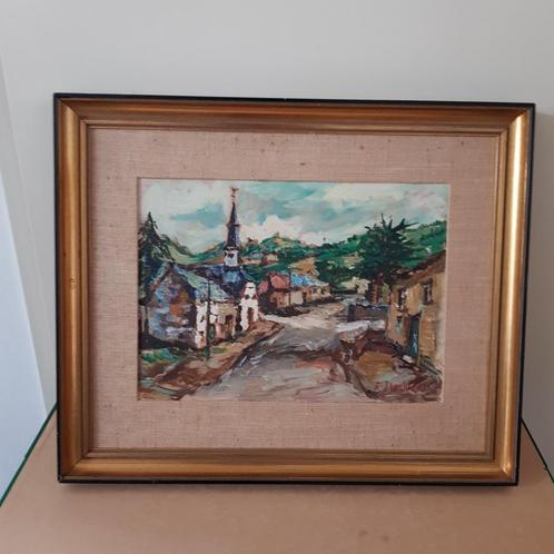 Schilderij dorpslandschap van F. De Weer, Fernand De Weer, Antiek en Kunst, Kunst | Schilderijen | Klassiek, Ophalen of Verzenden